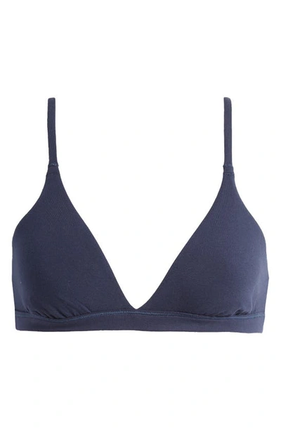 Skims Stretch Cotton Triangle Bralette In Navy