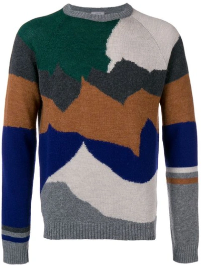 Lanvin Men's Landscape Intarsia Crewneck Sweater In Multicolor