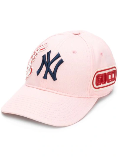 Gucci Baseball Cap With Ny Yankees™ Patch In Pink & Purple
