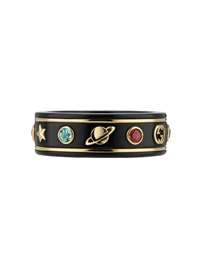 Gucci Icon Band Ring In Black In Yg