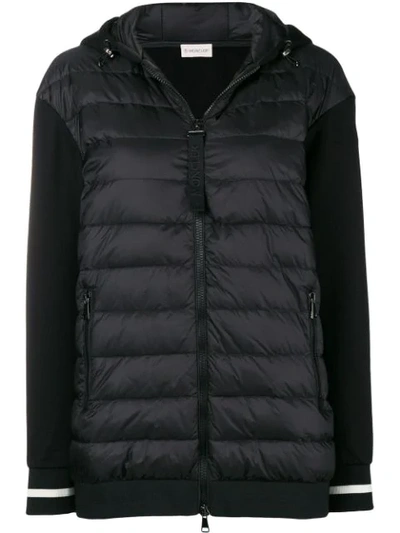 Moncler Maglia Quilted Front Sweatshirt In Black
