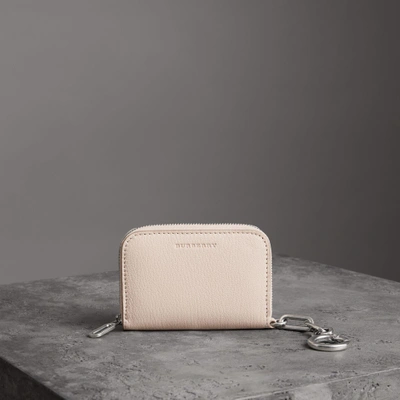 Burberry Link Detail Leather Ziparound Wallet In Stone