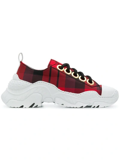 N°21 Chunky Sole Check Sneakers In Red