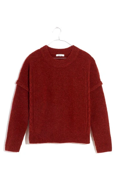 Madewell Havener Cable Pullover Sweater In Hthr Auburn