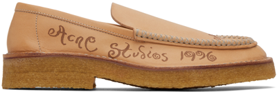 Acne Studios Logo Loafers In Camel Beige