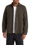 Wax London Whiting Button-up Overshirt In Black/ Khaki