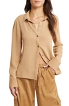 Open Edit Slim Fit Button-up Shirt In Tan Cartouche