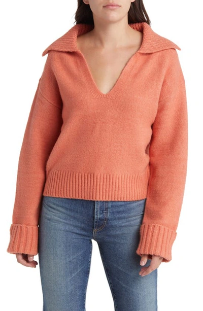 Treasure & Bond Oversize Johnny Collar Sweater In Coral Apricot