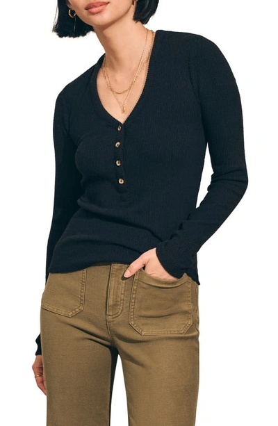 Faherty Legend Rib Henley In Black