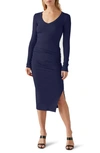 Michael Stars Nova Long Sleeve Rib Dress In Nocturnal