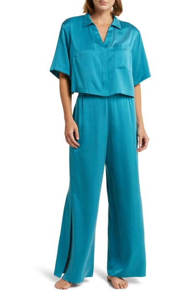 Lunya High Waist Washable Silk Pajamas In Slope Teal