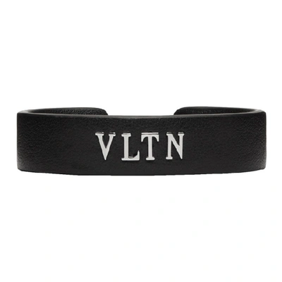 Valentino Garavani Leather Cuff Bracelet In 0no Black