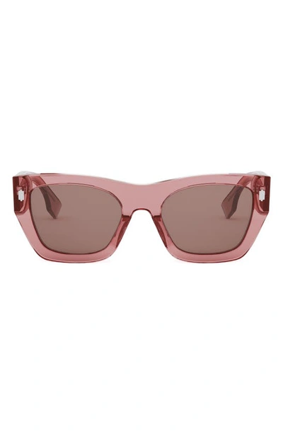 Fendi Roma Rectangular Sunglasses In Shiny Pink / Bordeaux
