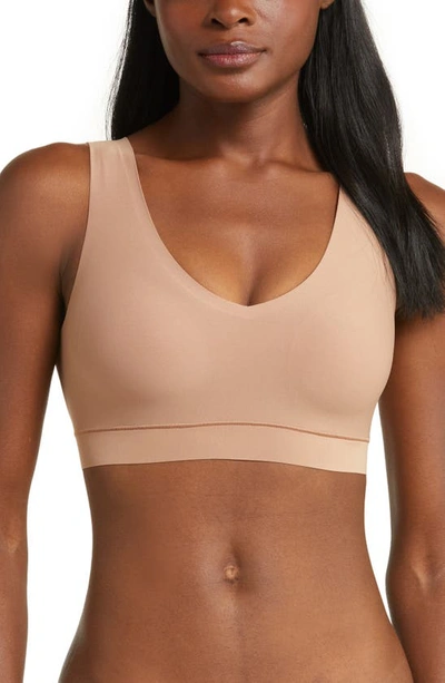 Chantelle Lingerie Soft Stretch Padded V-neck Bra In Coffee Latte