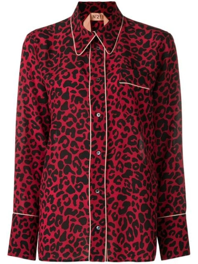 N°21 Leopard-print Silk Pyjama Shirt In Red