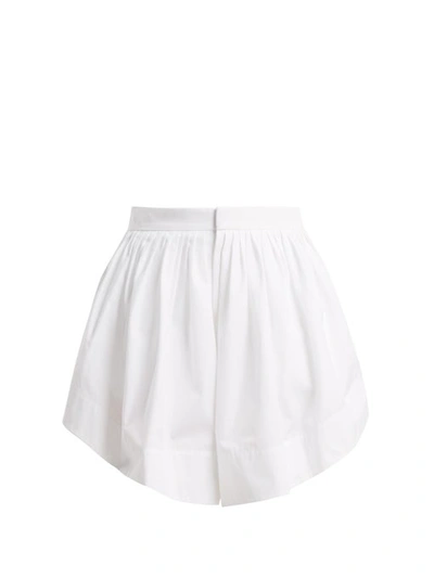 Chloé Pleated Cotton Shorts In White