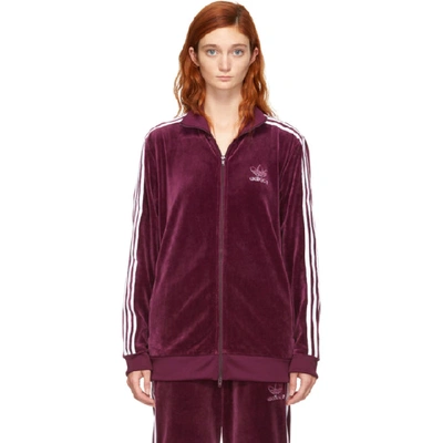 Adidas Originals Burgundy Velour Bb Track Jacket In Maroon | ModeSens