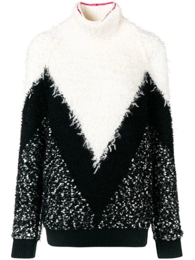 Givenchy Oversized Mohair-blend Bouclé Turtleneck Sweater In Black/white
