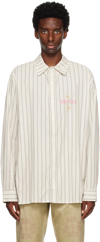 Adish Logo-embroidered Stripe-pattern Shirt In White