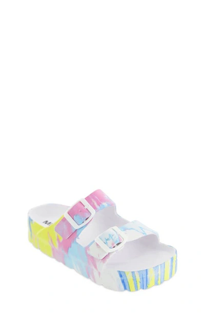 Mia Kids' Little Kiana Platform Slide Sandal In Pastel Tie Dye