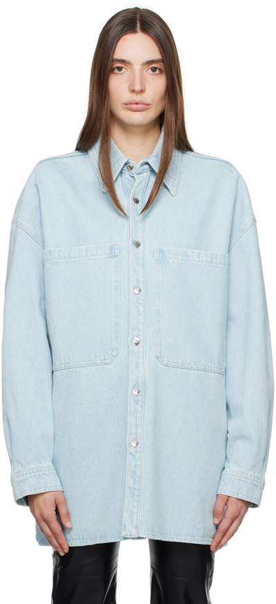 Nanushka Beaux Sun-bleached Denim Shirt In Blue