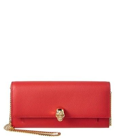 Alexander Mcqueen Leather Wallet With Chain In Red