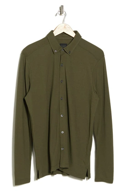 14th & Union Performance Knit Button-down Shirt In Olive Night