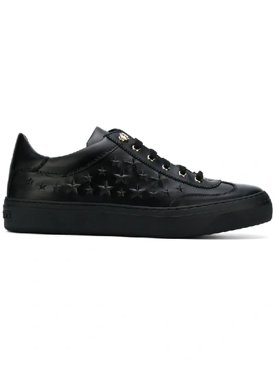 Jimmy Choo Ace Black Sport Calf Low Top Trainers With Embossed Stars