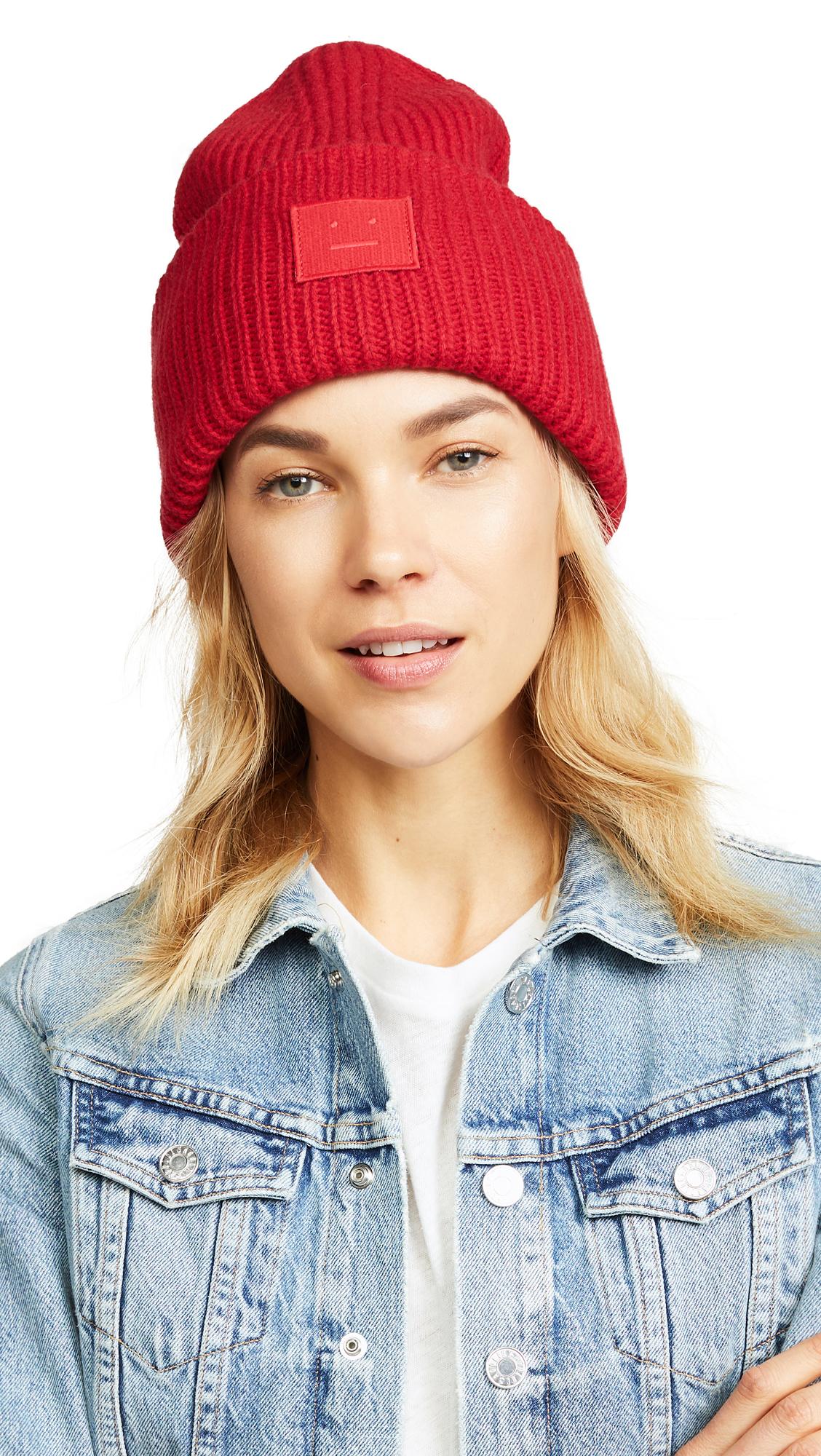 Acne Studios Pansy N Face Hat In Ruby Red | ModeSens