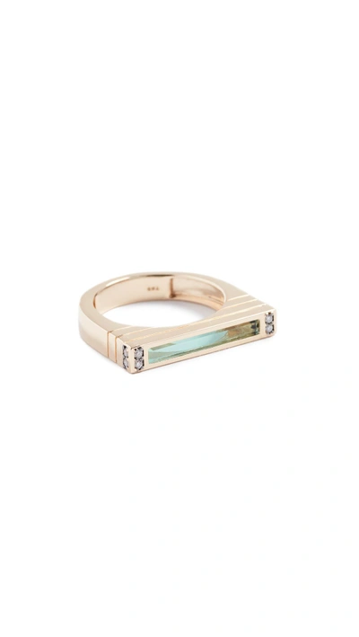 Sorellina 18k Gold Ring With Center Stone And Diamonds In Green