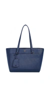 Tory Burch Robinson Small Tote In Royal Navy/black