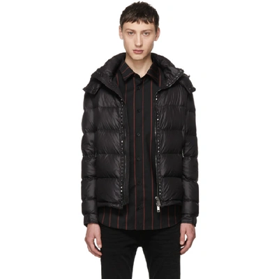 Valentino Rockstud Quilted Shell Hooded Down Jacket In Black