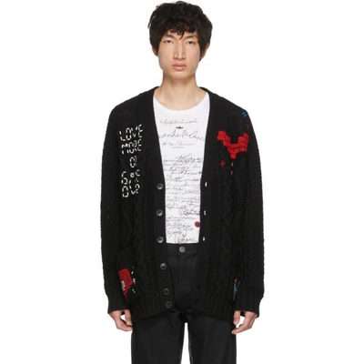 Valentino Graphic Stitch Cardigan In 5d1 Blue