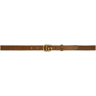 Gucci Brown Thin Gg Toscano Belt In 2535 Brown