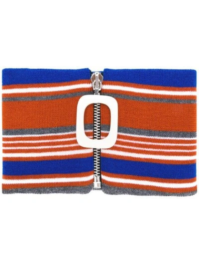Jw Anderson Knitted Striped Neckband In Orange