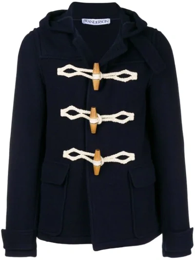 Jw Anderson Duffle Coat With Maxi Toggles In Blue