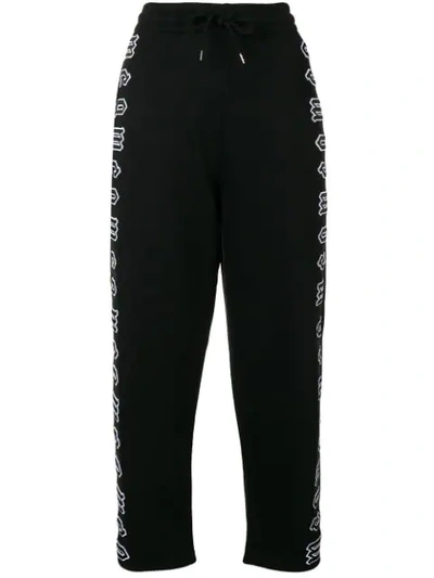 Mcq By Alexander Mcqueen Cropped Repeat Logo Track Pants In Black