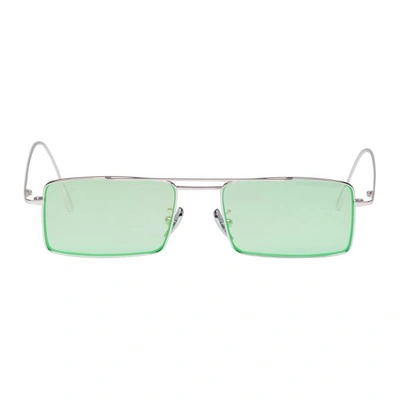Cutler And Gross Silver And Green 1308ppl-07 Sunglasses In Pall/ylw/gr