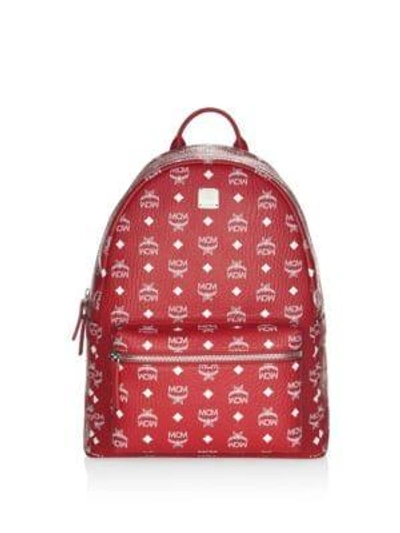 Mcm Medium Stark Visetos Backpack In Red