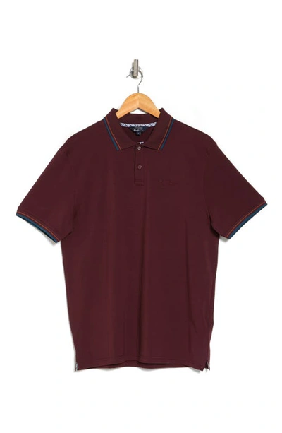 Ben Sherman Regular Fit Tipped Stretch Cotton Polo In Berry Wine
