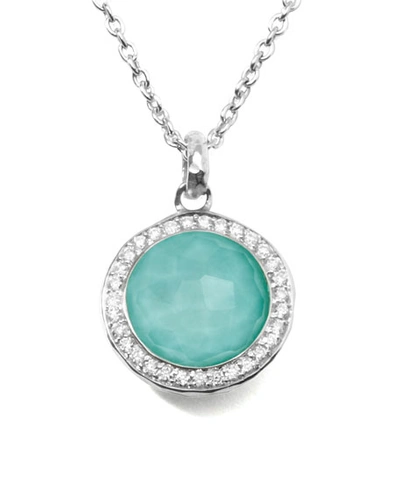 Ippolita Stella Lollipop Pendant Necklace In Turquoise Doublet With Diamonds In Turquoise/silver