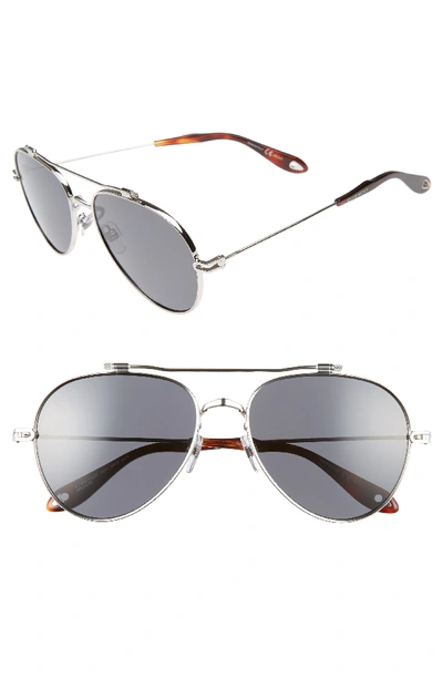 Givenchy 58mm Polarized Aviator Sunglasses - Palladium In Silver