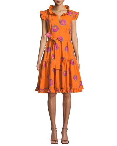 Double J Off-the-shoulder Striped Cotton Maxi Dress In Orange Pattern