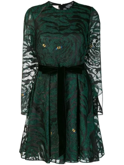 Valentino Animal Eye And Print-embroidered Tulle Dress In Green