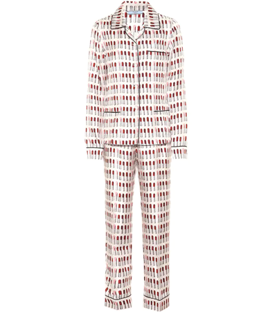 Prada Lipstick-print Silk Pajama Set In Multicoloured