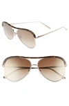 Tom Ford Sabine 60mm Aviator Sunglasses - Shiny Rose Gold/ Brown Mirror