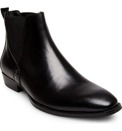 Steve Madden Simon Chelsea Boot In Black Leather