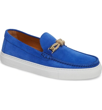 Grand Voyage Britton Square Knot Loafer In Blue Suede