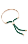 Monica Vinader Engravable 'fiji' Friendship Bracelet In Rose Gold/ Racing Green