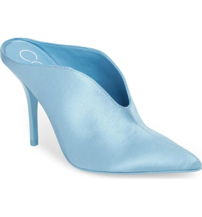 Calvin Klein Mallie Pointy Toe Mule In Faded Blue Fabric